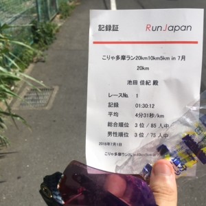 【熱中症20km】こりゃ多摩ラン2018年7月入賞の実録記。副賞の中身
